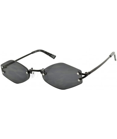 Wayfarer Small Rimless Geometric Sunglasses Trendy Glasses Color Tinted Lens - Black - CH18Y3D8RR8 $19.77