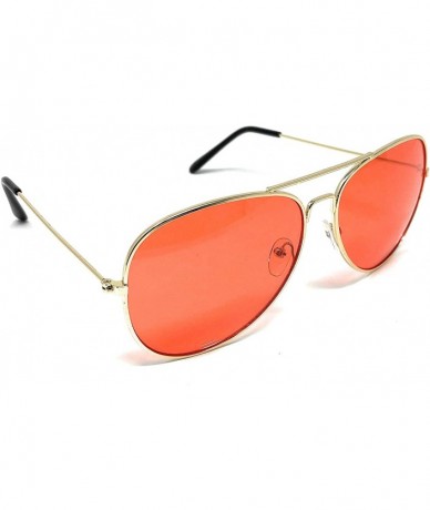 Goggle Aviator Mirror or Clear Metal Sunglasses Classic Style - Gold- Light Red - CQ18YTRRNMC $18.07