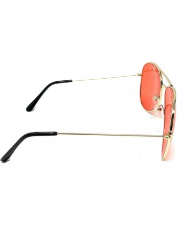 Goggle Aviator Mirror or Clear Metal Sunglasses Classic Style - Gold- Light Red - CQ18YTRRNMC $18.07