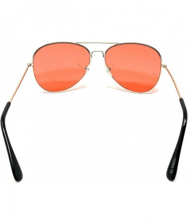 Goggle Aviator Mirror or Clear Metal Sunglasses Classic Style - Gold- Light Red - CQ18YTRRNMC $18.07