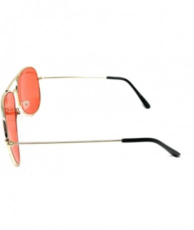 Goggle Aviator Mirror or Clear Metal Sunglasses Classic Style - Gold- Light Red - CQ18YTRRNMC $18.07