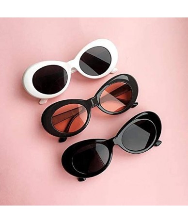 Oval Glasses Oval Sunglasses Ladies Trendy Vintage Retro Sunglasses Women's White Black Eyewear UV-red Yellow Lens - CP199220...