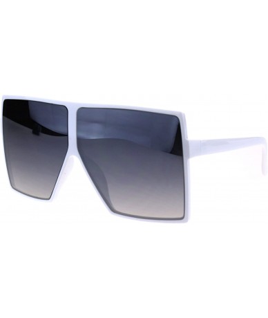 Rectangular Squared Oversize Rectangular Mob Thin Plastic Racer Sunglasses - White Smoke - C018GDWIXLU $23.07