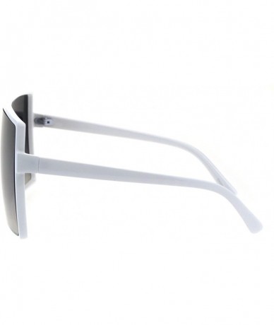 Rectangular Squared Oversize Rectangular Mob Thin Plastic Racer Sunglasses - White Smoke - C018GDWIXLU $23.07