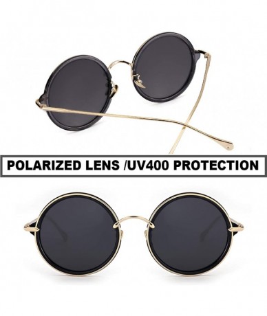 Oversized Oversize Polarized Mirrored Round Retro Sunglasses for Women - Vintage Metal Frame Eyewear with UV400 Protection - ...