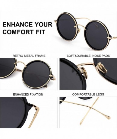 Oversized Oversize Polarized Mirrored Round Retro Sunglasses for Women - Vintage Metal Frame Eyewear with UV400 Protection - ...