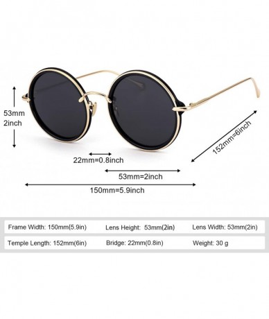 Oversized Oversize Polarized Mirrored Round Retro Sunglasses for Women - Vintage Metal Frame Eyewear with UV400 Protection - ...