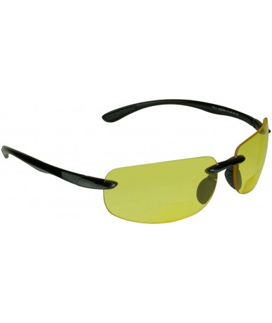 Wrap BIFOCAL Reading Sunglasses Yellow High Definition Smoke Brown Men Women - Yellow Lens With Black - CY127A2HRHZ $26.19