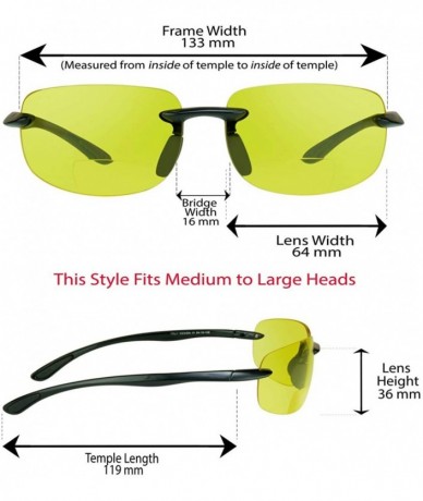 Wrap BIFOCAL Reading Sunglasses Yellow High Definition Smoke Brown Men Women - Yellow Lens With Black - CY127A2HRHZ $26.19