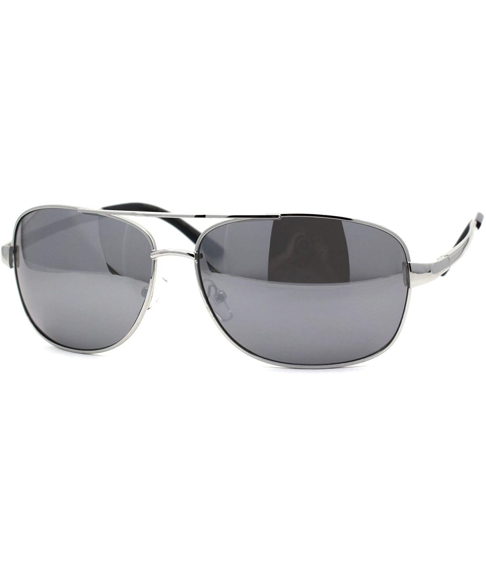 Rectangular Mens Rectangular Pilots Style Metal Rim Sunglasses - Silver Mirror - C419623UNXN $23.48