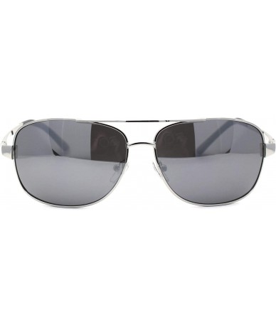 Rectangular Mens Rectangular Pilots Style Metal Rim Sunglasses - Silver Mirror - C419623UNXN $23.48