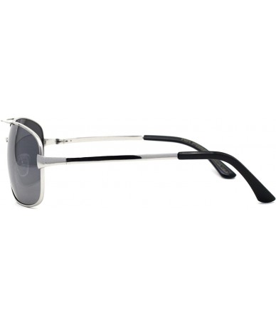 Rectangular Mens Rectangular Pilots Style Metal Rim Sunglasses - Silver Mirror - C419623UNXN $23.48