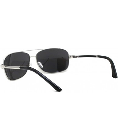 Rectangular Mens Rectangular Pilots Style Metal Rim Sunglasses - Silver Mirror - C419623UNXN $23.48