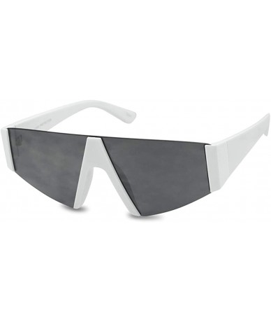 Semi-rimless Forget You Neon Flat Top Semi-Rimless Chunky Shield Style Fashion Sunglasses - White Frame - Smoke - C118WGLRTNO...