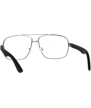 Square Vintage Style Clear Lens Glasses Mens Square Navigator Frame Wood Print - Silver Black - CZ180H7H40E $19.39