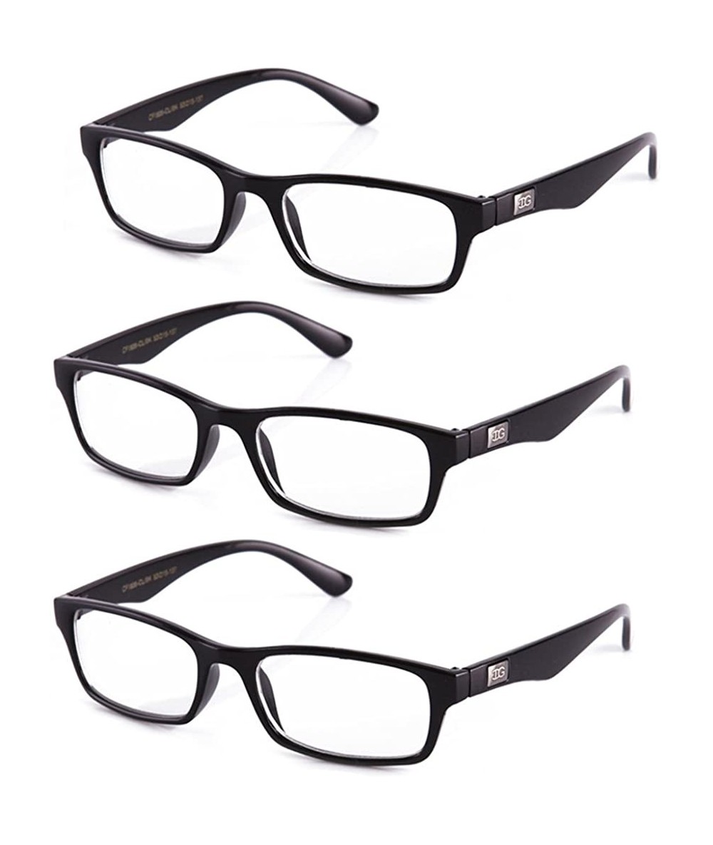 Wayfarer Unisex Clear Lens Plastic Fashion Glasses - 3 Pack Black - C717YYWOGIO $27.35