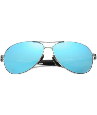 Aviator Men's Polarized Driving Aviator Sunglasses For Men Unbreakable Frame UV400 - Silver/Blue - C31863GQG8A $32.83