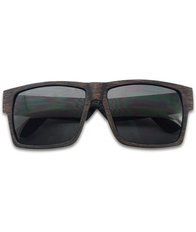 Oval Original Classic Faux Camouflage Wood Print Square Casual Wear Sunglasses for Men and Women - Brown Wood - Black - CI18U...