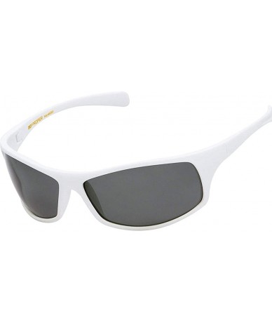 Square Proper POLARIZED Sunglasses Mens Sports Wrap Fishing Golfing Driving Glasses - White Matte Rubberized - CC1963L9QQY $3...