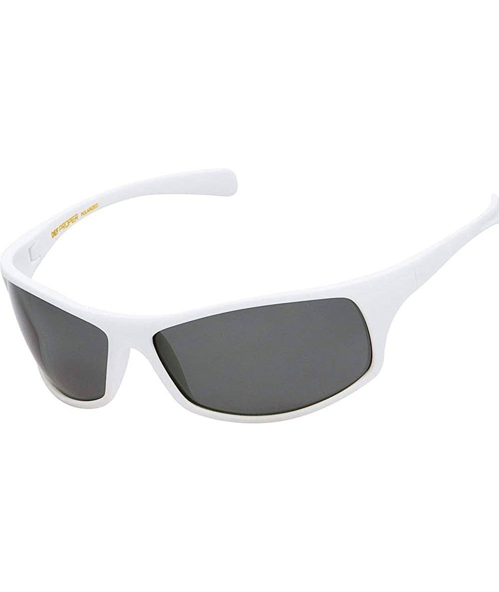 Square Proper POLARIZED Sunglasses Mens Sports Wrap Fishing Golfing Driving Glasses - White Matte Rubberized - CC1963L9QQY $3...