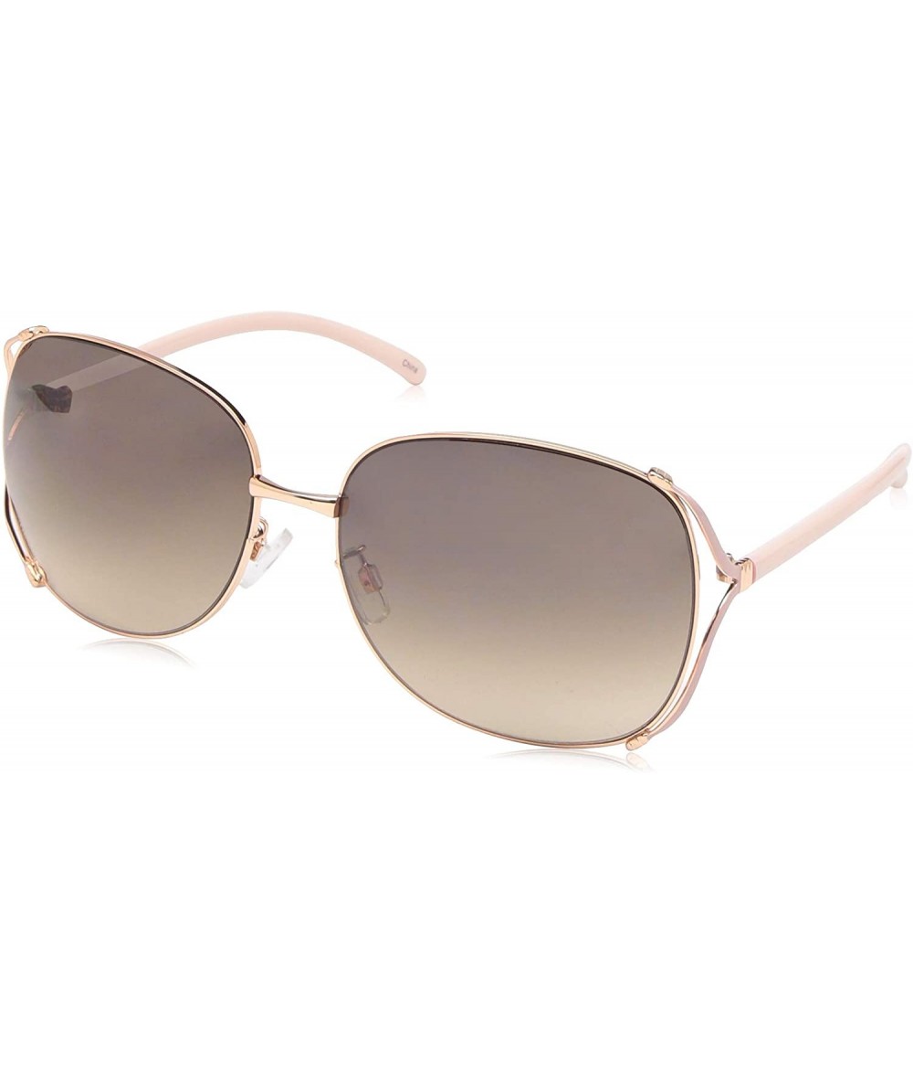 Round Women's R3292 Rectangular Vented Metal Sunglasses with 100% UV Protection - 65 mm - Rose Gold & Rose - CC18O30IT8S $83.36