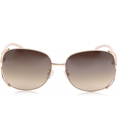 Round Women's R3292 Rectangular Vented Metal Sunglasses with 100% UV Protection - 65 mm - Rose Gold & Rose - CC18O30IT8S $83.36