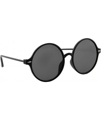 Round Sunglasses for Women Classic Mirror Lens Oversized Inspired Round - Black Frame/ Black Lens - CW18HR23KKL $17.70