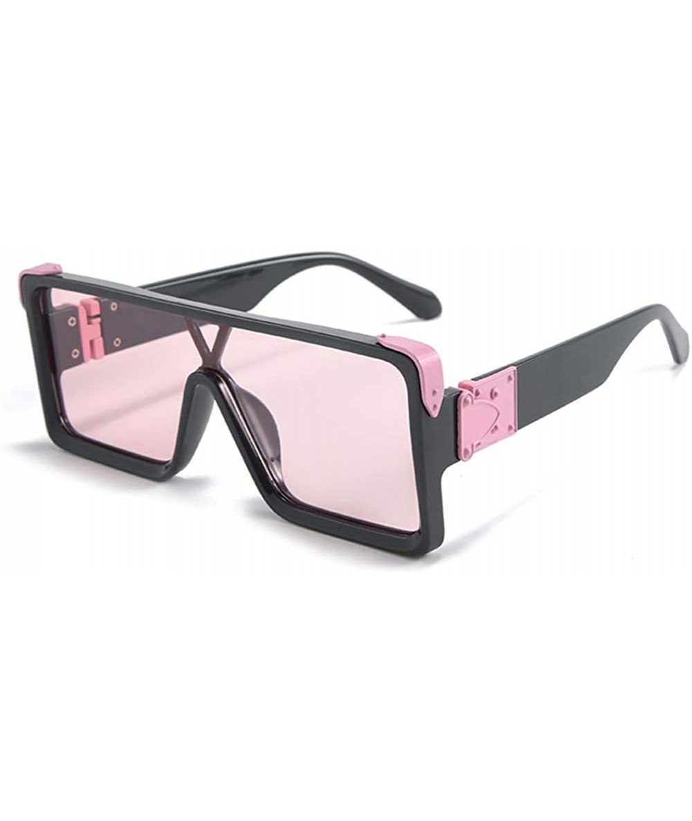 Square New Square Metal Frame Sunglasses Retro Vintage Mirrored UV400 Sun glasses for Men/Women 2120 - Pink - CL18A9A2ZQG $19.41