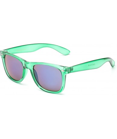 Cat Eye Retro 80's Fashion Sunglasses - Colorful Neon Translucent Frame - Mirrored Lens - C41965CC2L4 $19.49