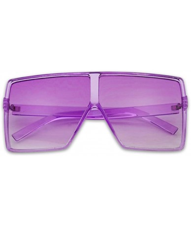 Shield Oversized Festival Candy Colored Tone Square Crystal Frame Sunglasses - Purple Frame - Purple - CF18EWRLRME $23.55