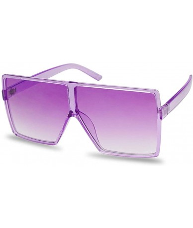 Shield Oversized Festival Candy Colored Tone Square Crystal Frame Sunglasses - Purple Frame - Purple - CF18EWRLRME $23.55