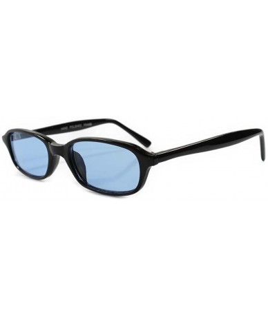 Rectangular Classic Old Vintage 80s 90s Indie Rectangle Sunglasses - Black / Blue - CD18ECEAD74 $22.06