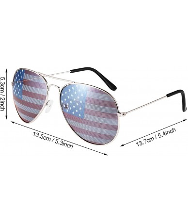 Oval 6 Pairs American Flag Sunglasses American Glasses Optics Sunglasses for Men Women 4th July Sunglasses - Silver - C118RAL...