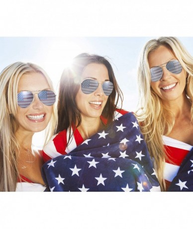 Oval 6 Pairs American Flag Sunglasses American Glasses Optics Sunglasses for Men Women 4th July Sunglasses - Silver - C118RAL...