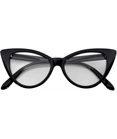 Cat Eye Cateye Sunglasses for Women Classic Vintage High Pointed Winged Retro Design - Black / Clear - CE18IHUTTTX $20.91