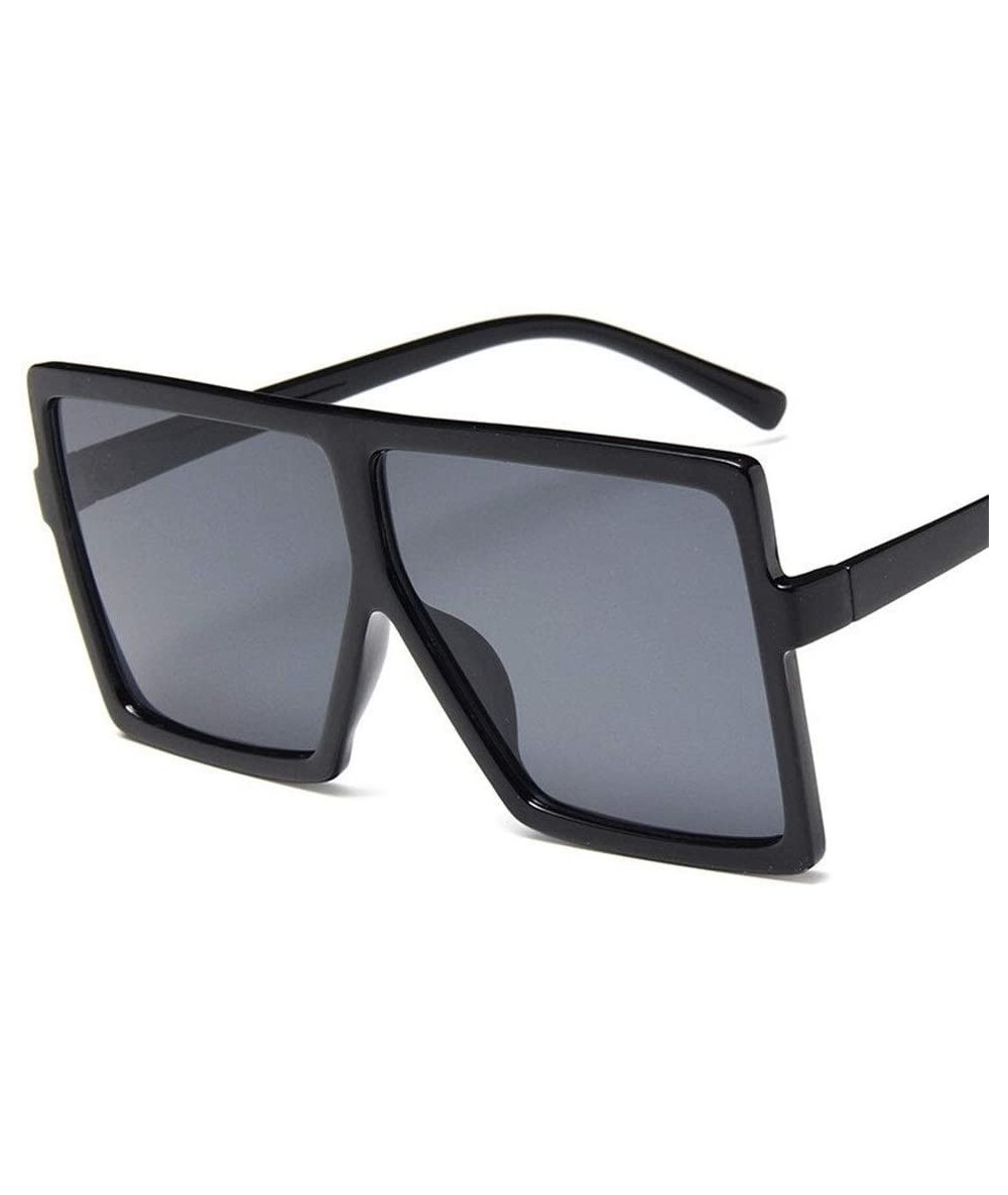 Oversized Plastic Oversized Sunglasses Square Glasses - Bright Black - C8199EGOA7R $33.85