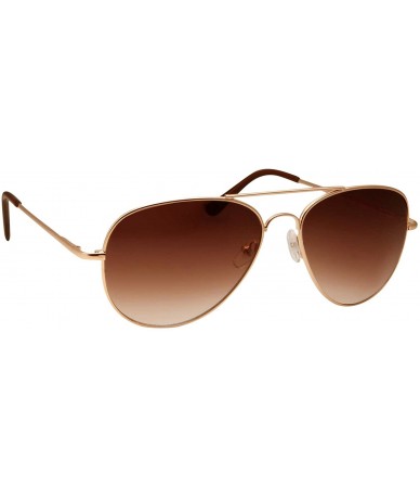 Aviator Deluxe Classic Aviator Sunglasses in Gold Frame with Brown Lens - CF12C9QO0BJ $23.81