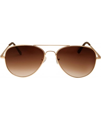 Aviator Deluxe Classic Aviator Sunglasses in Gold Frame with Brown Lens - CF12C9QO0BJ $23.81