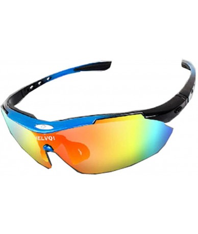 Sport Polarized Sunglasses Interchangeable Cycling Baseball - Blue - C9184K0T98A $71.52