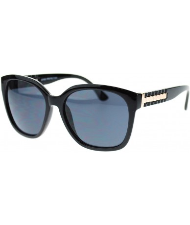 Oversized Womens Boyfriend Fit Large Plastic Butterfly Designer Sunglasses - Black Gold - CZ11OMSD8W5 $19.53