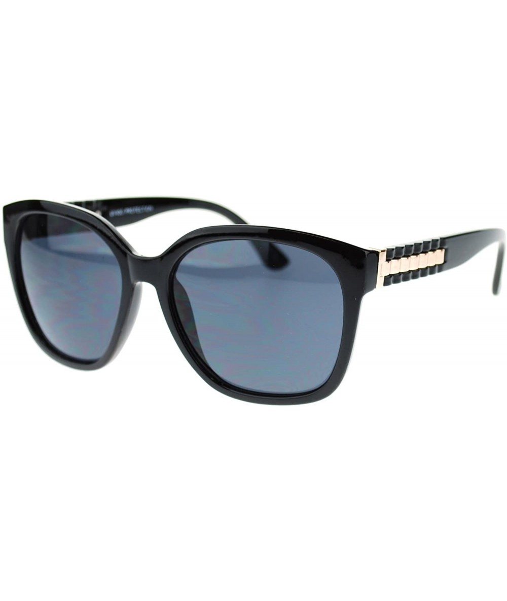 Oversized Womens Boyfriend Fit Large Plastic Butterfly Designer Sunglasses - Black Gold - CZ11OMSD8W5 $19.53