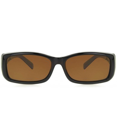 Rectangular Women's Haven-Freesia Polarized Rectangular Fits Over Sunglasses - Brown - 61 mm - CS11KE0VJ8F $61.42