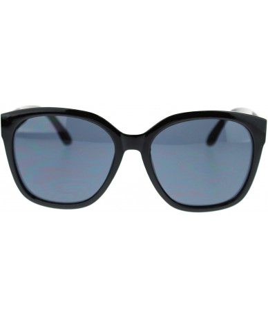 Oversized Womens Boyfriend Fit Large Plastic Butterfly Designer Sunglasses - Black Gold - CZ11OMSD8W5 $19.53