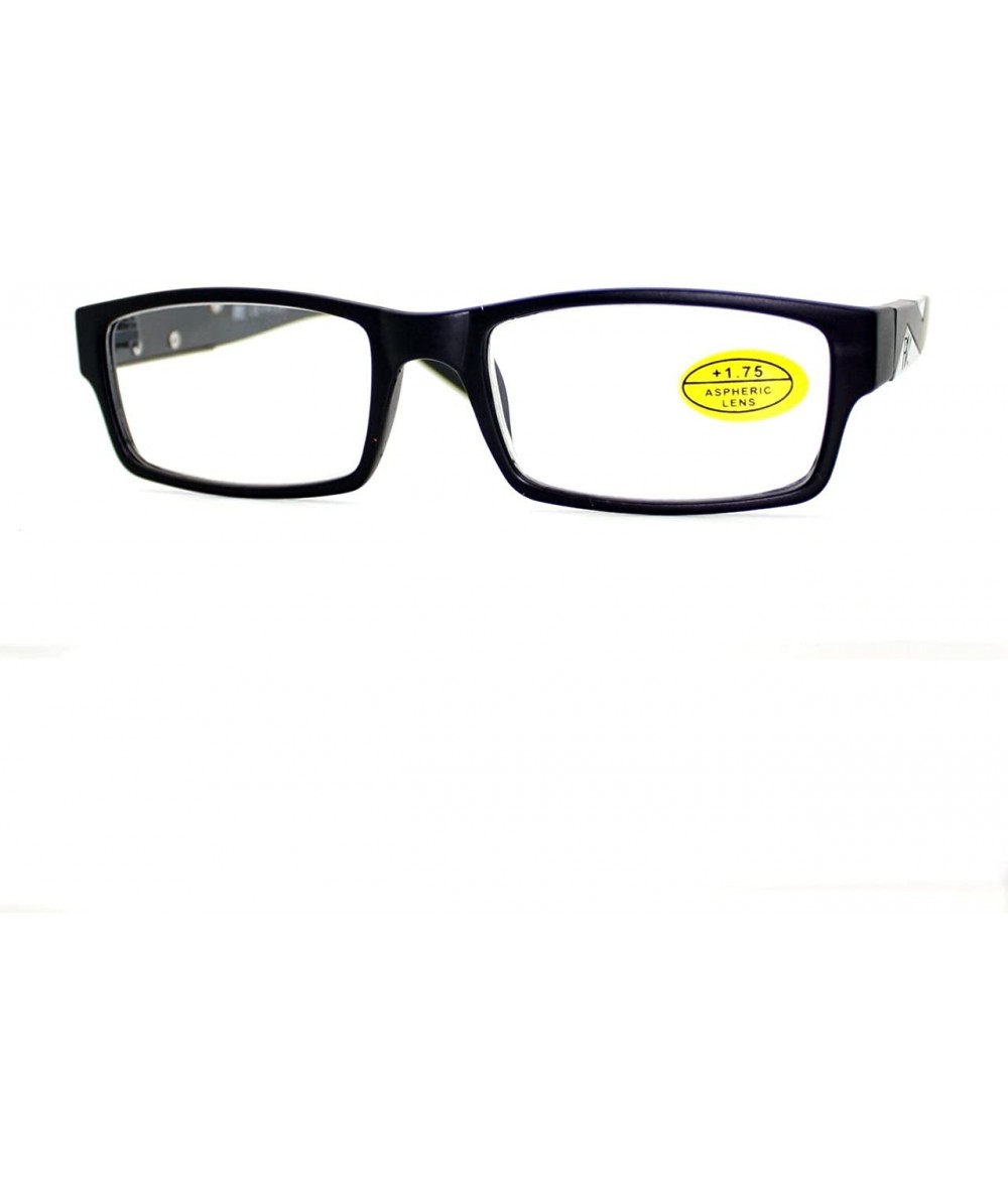 Rectangular Pablo Zanetti Reading Glasses Aspheric Lens Rectangular 53-19-140 - Matte Black - CP11W66FMLF $17.57