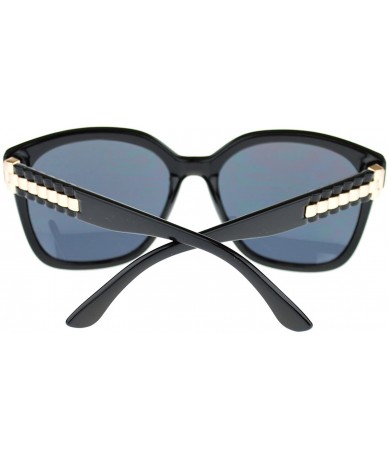 Oversized Womens Boyfriend Fit Large Plastic Butterfly Designer Sunglasses - Black Gold - CZ11OMSD8W5 $19.53