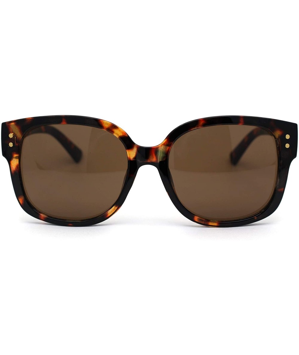 Butterfly Womens Rectangular Chic Butterfly Designer Fashion Mod Sunglasses - Tortoise Solid Brown - CM193MR8D7Q $18.71