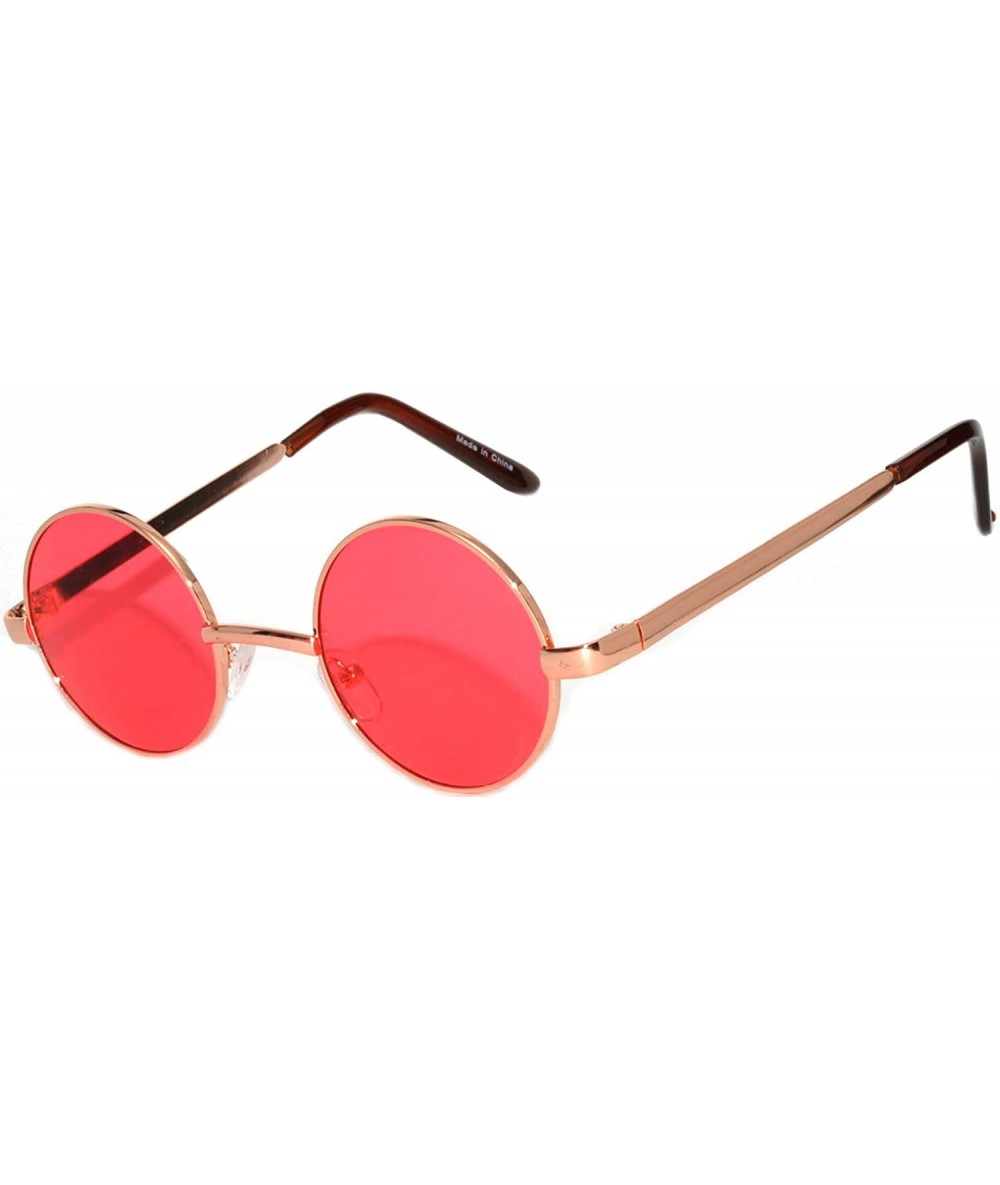 Round Round Retro Small Circle Tint & Mirror Colored Lens 43-55 mm Sunglasses Metal - Round_43mm_gld_red_grd - CE189ILNY46 $1...