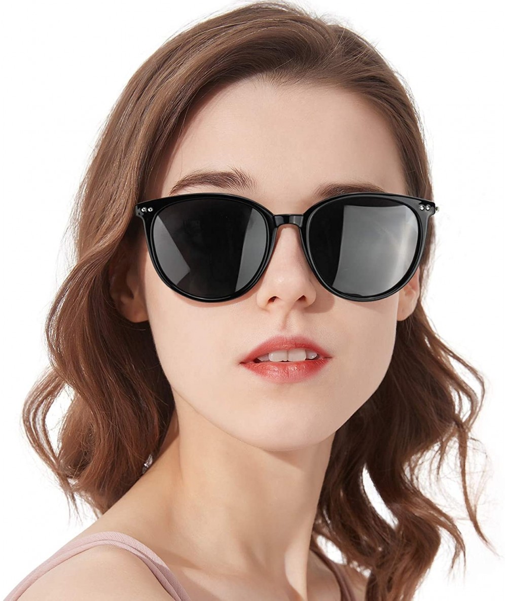 Round Fashion Mirrored Sunglasses for Women Polarized Round Lens for Driving Outdoor 100% UV Protection - C118LGW3293 $31.45