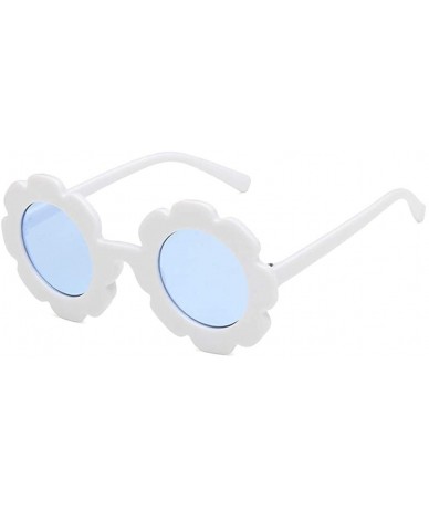 Round Unisex Sunglasses Retro Orange Pink Drive Holiday Round Non-Polarized UV400 - White Blue - C218RLUIHOD $17.66