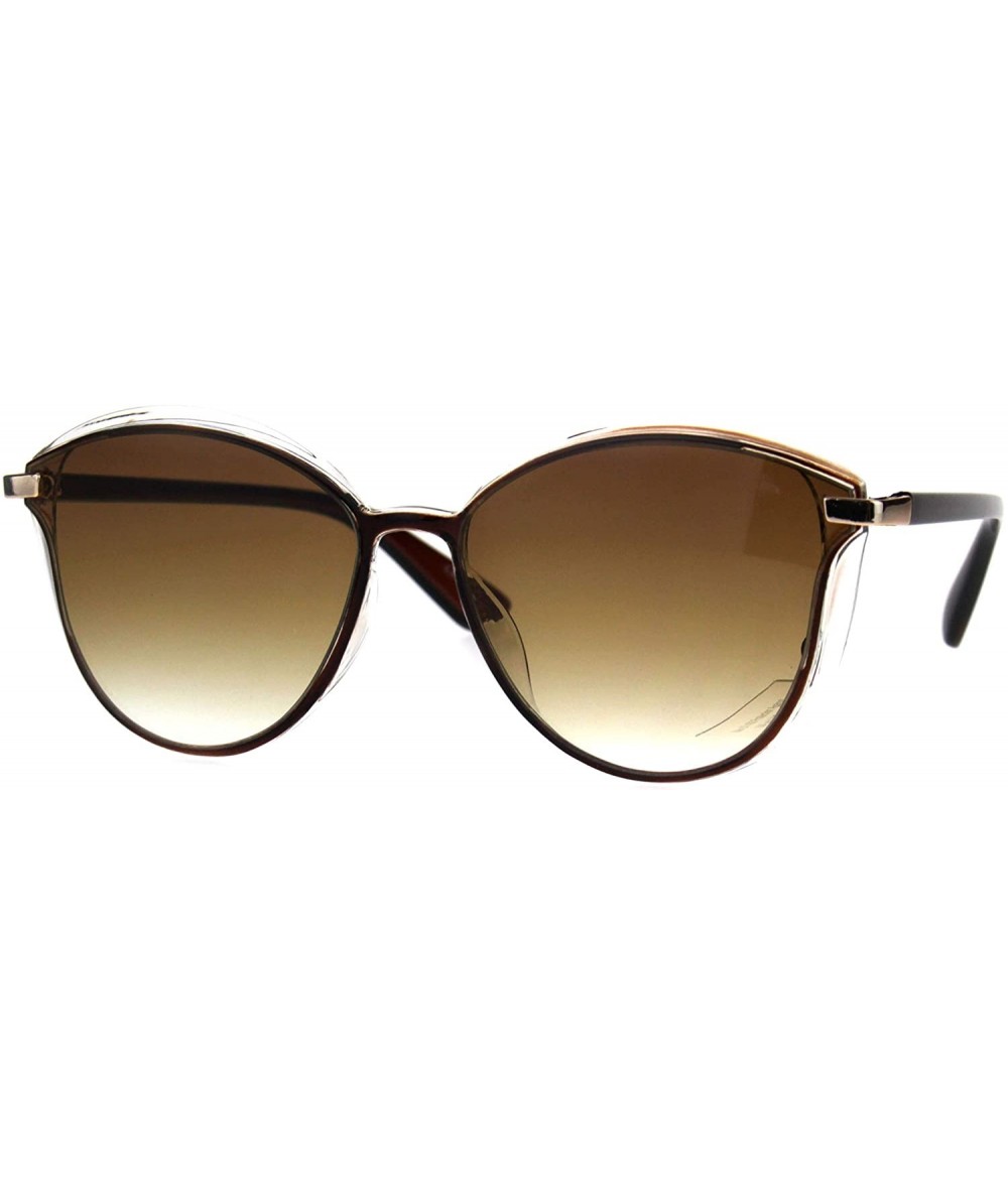 Butterfly Womens Plastic Designer Fashion Trendy 90s Sunglasses - Brown Clear Brown - CA186GIRHDY $19.52